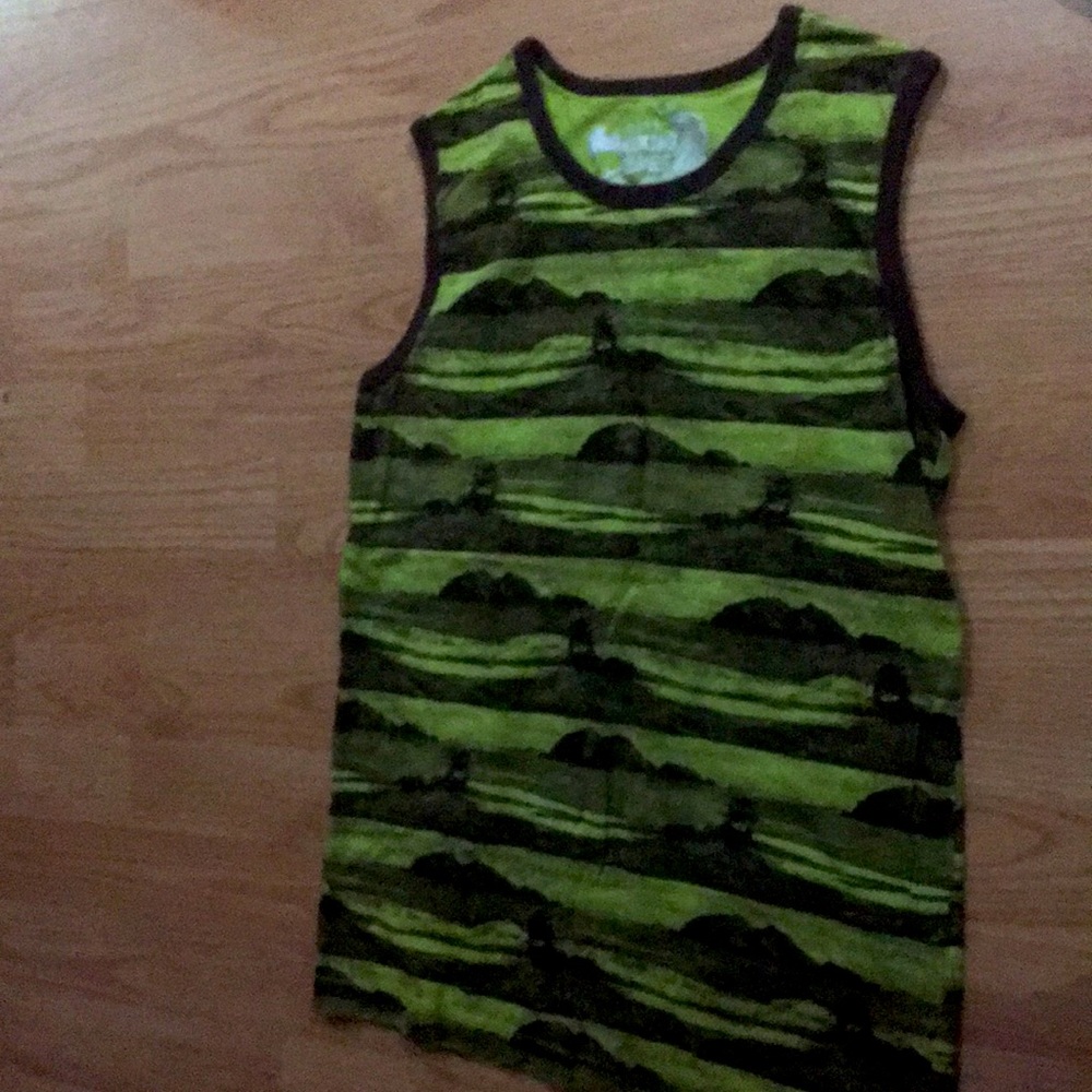 Light and dark green boys tank top, beach themed
